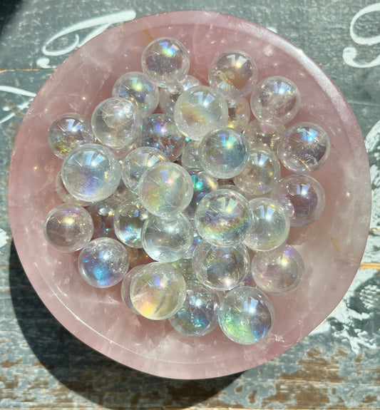 One (1) Gorgeous Mini High Quality Aura Clear Quartz Sphere