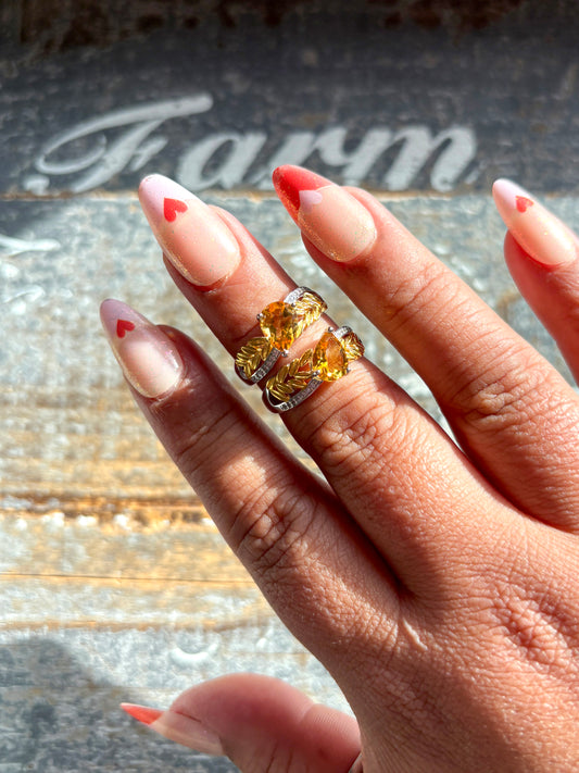 One (1) Gorgeous Faceted Natural Citrine Adjustable Ring