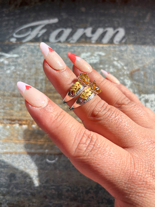 One (1) Gorgeous Faceted Natural Citrine Adjustable Ring