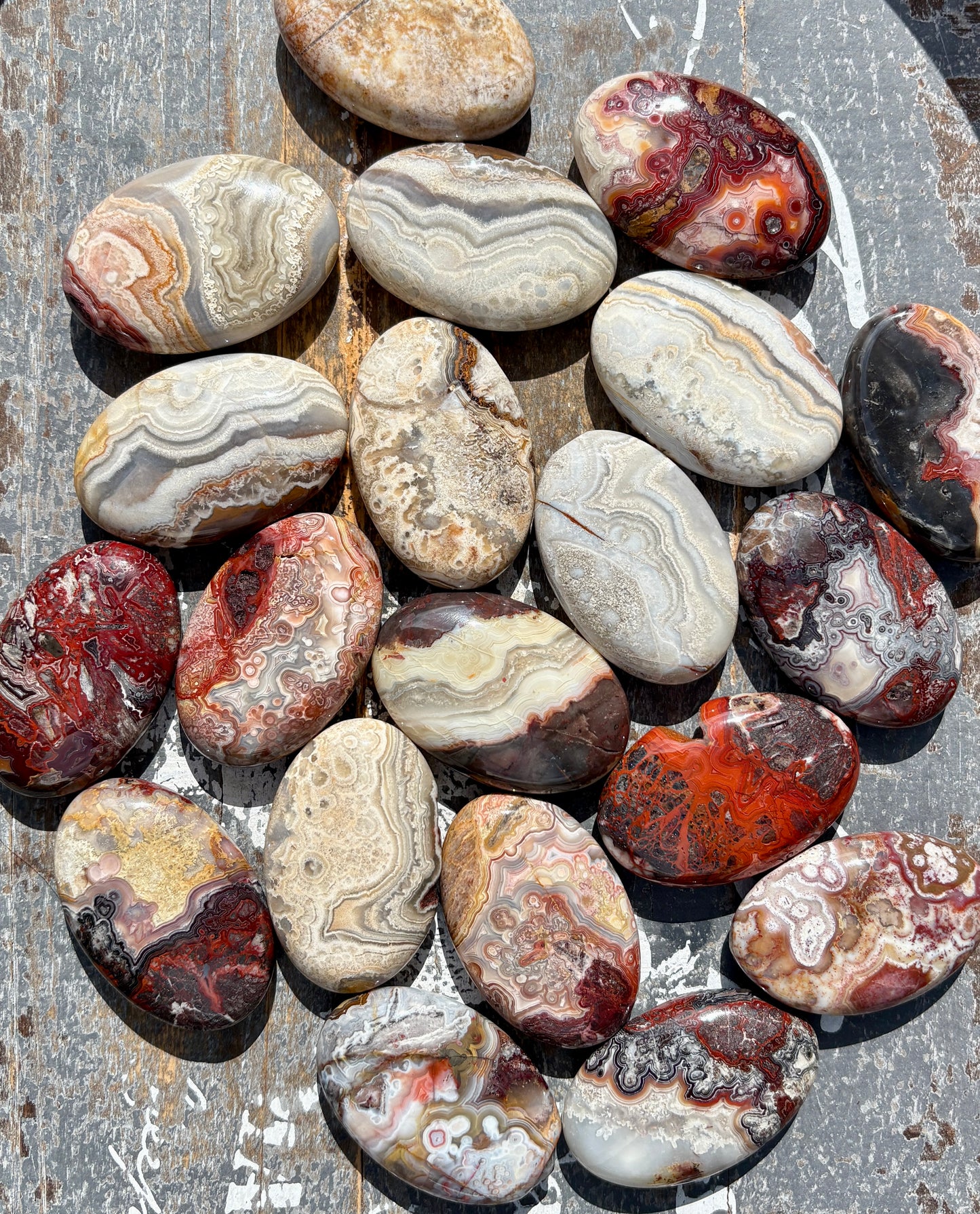 One (1) Gorgeous Crazy Lace Agate Palmstone (Mexico)
