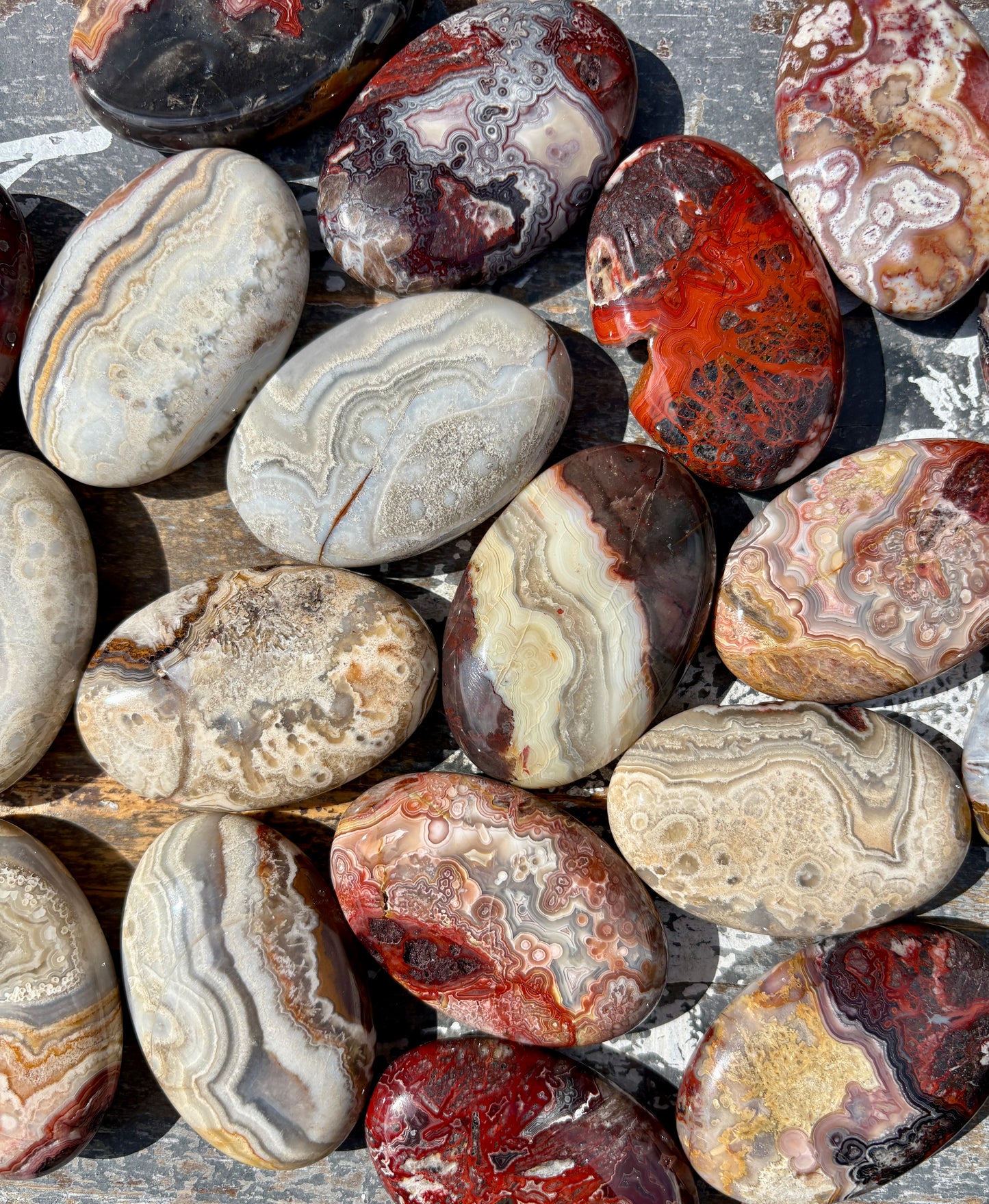One (1) Gorgeous Crazy Lace Agate Palmstone (Mexico)