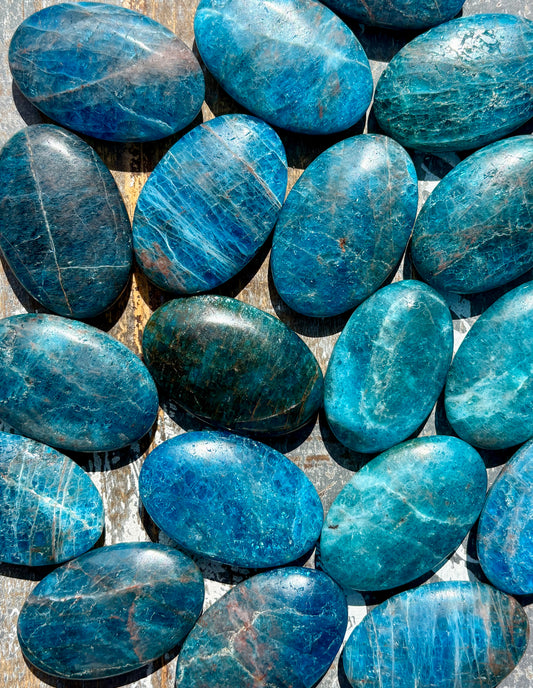 One (1) Gorgeous Blue Apatite Palm Stone