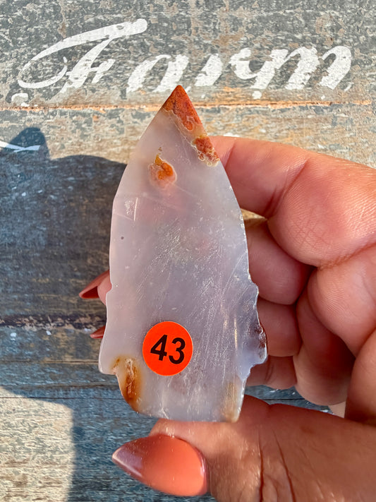 Gorgeous Ocean Jasper Hand Carved Skull w/ Feather | Opt 43