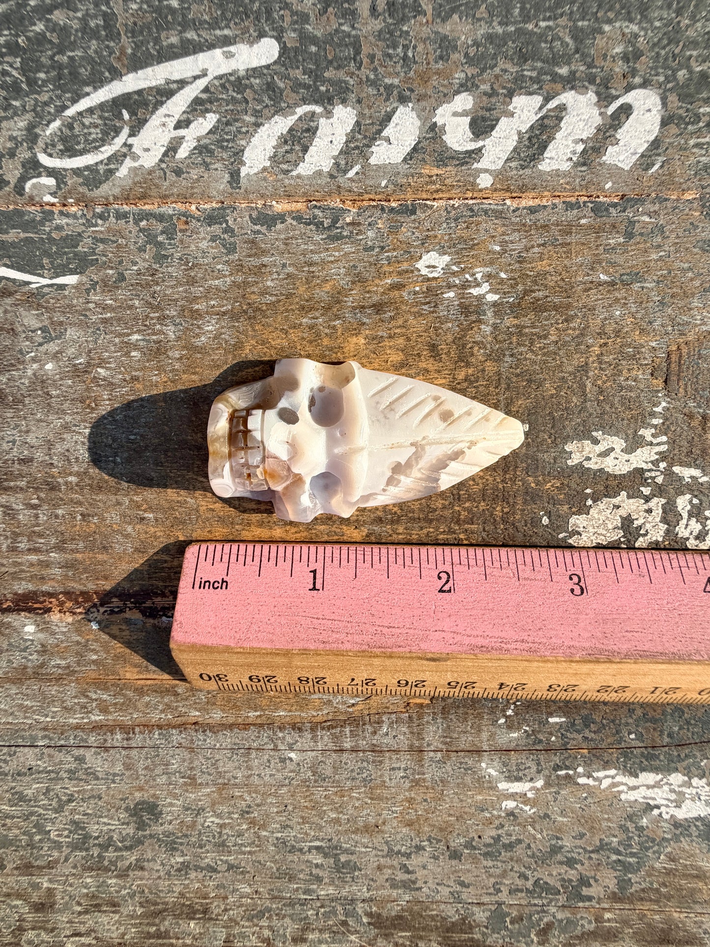 Gorgeous Ocean Jasper Hand Carved Skull w/ Feather | Opt 51