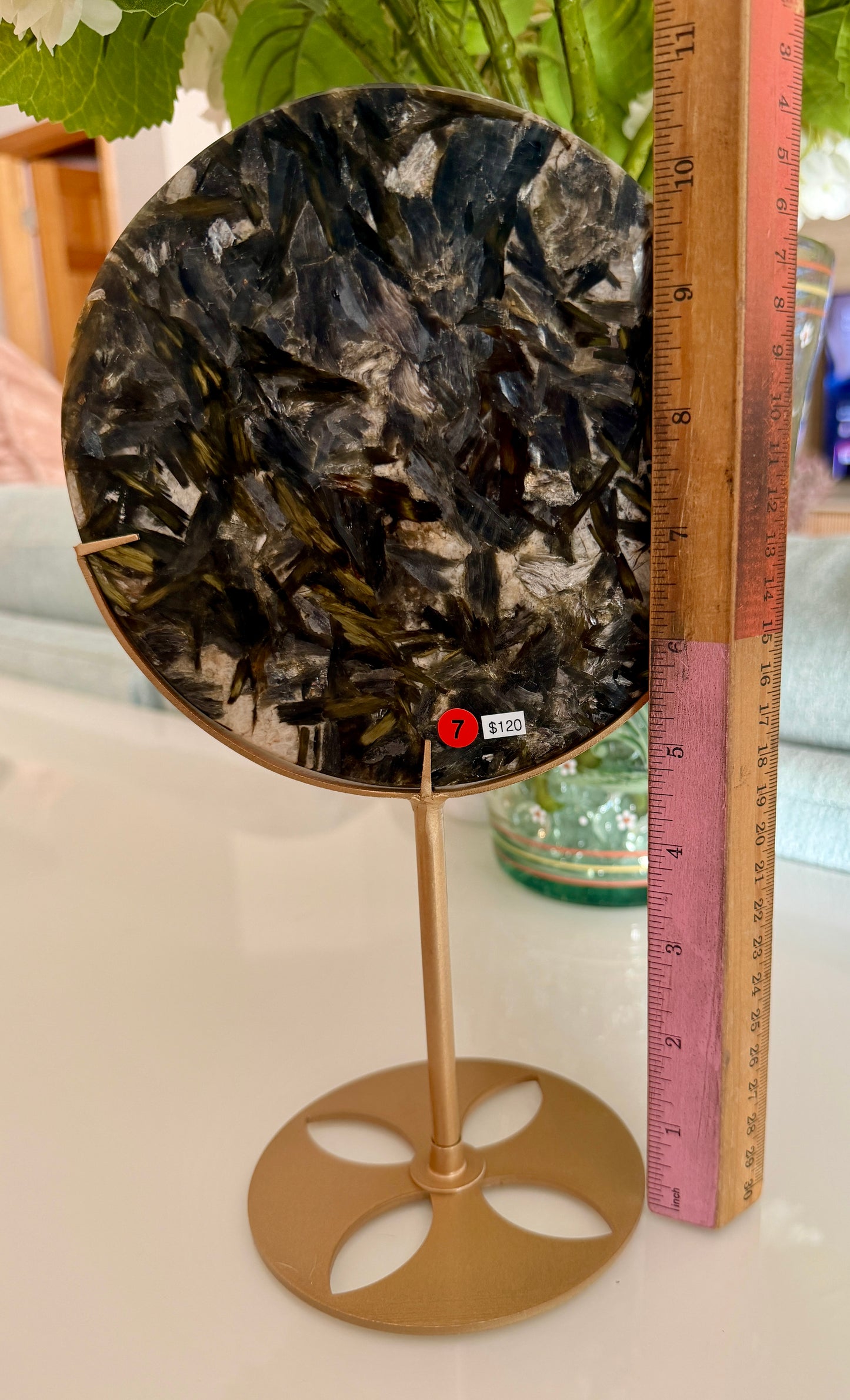 Gorgeous Green Tourmaline with Lepidolite Garnet Disk | Opt 7