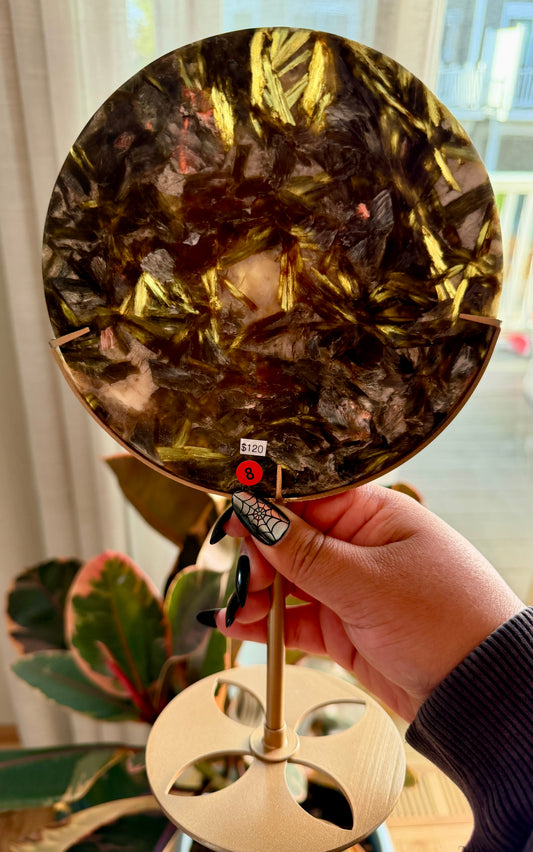 Gorgeous Green Tourmaline with Lepidolite Garnet Disk | Opt 8