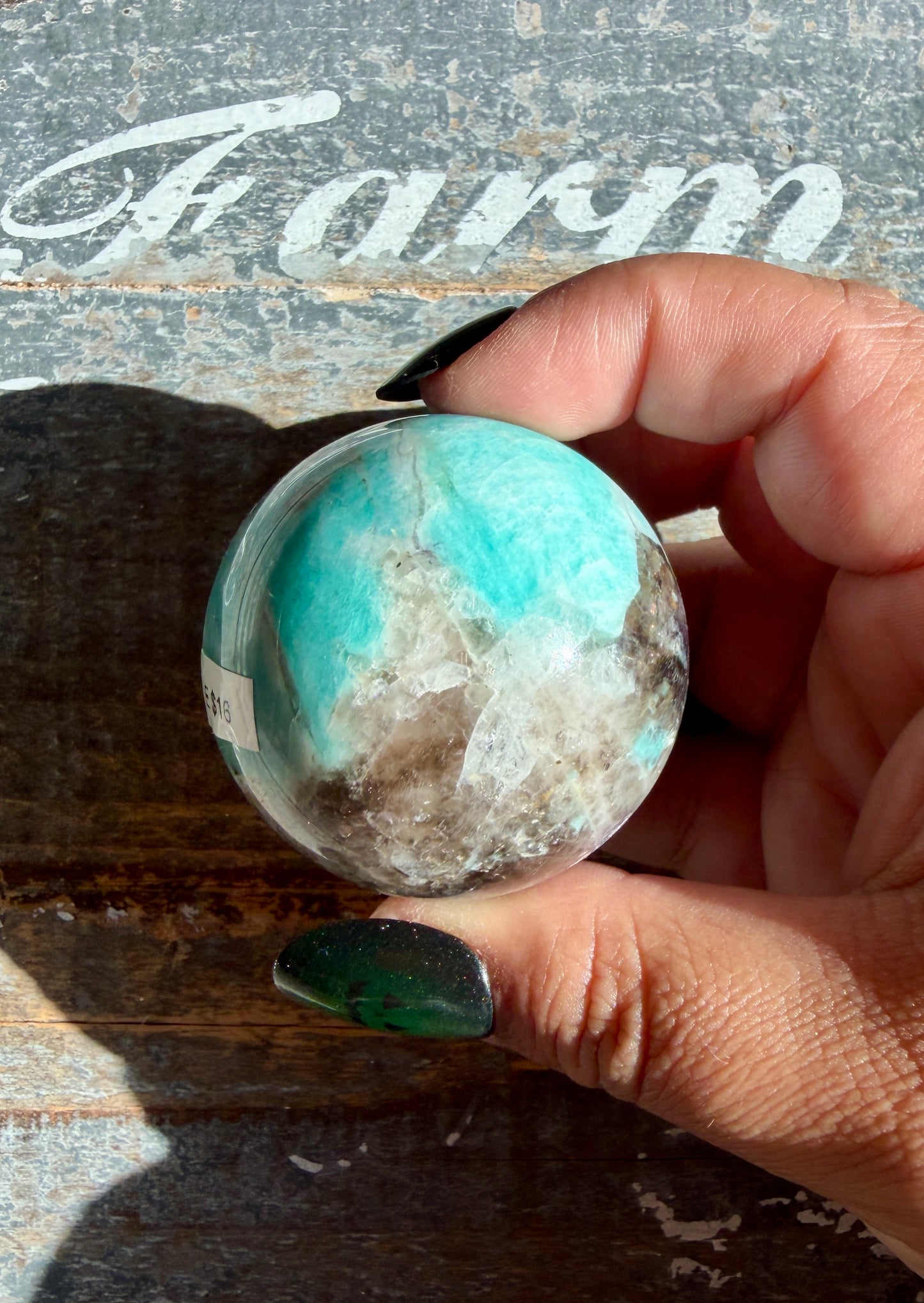Gorgeous Amazonite with Smoky Quartz & Lepidolite Sphere | Opt E