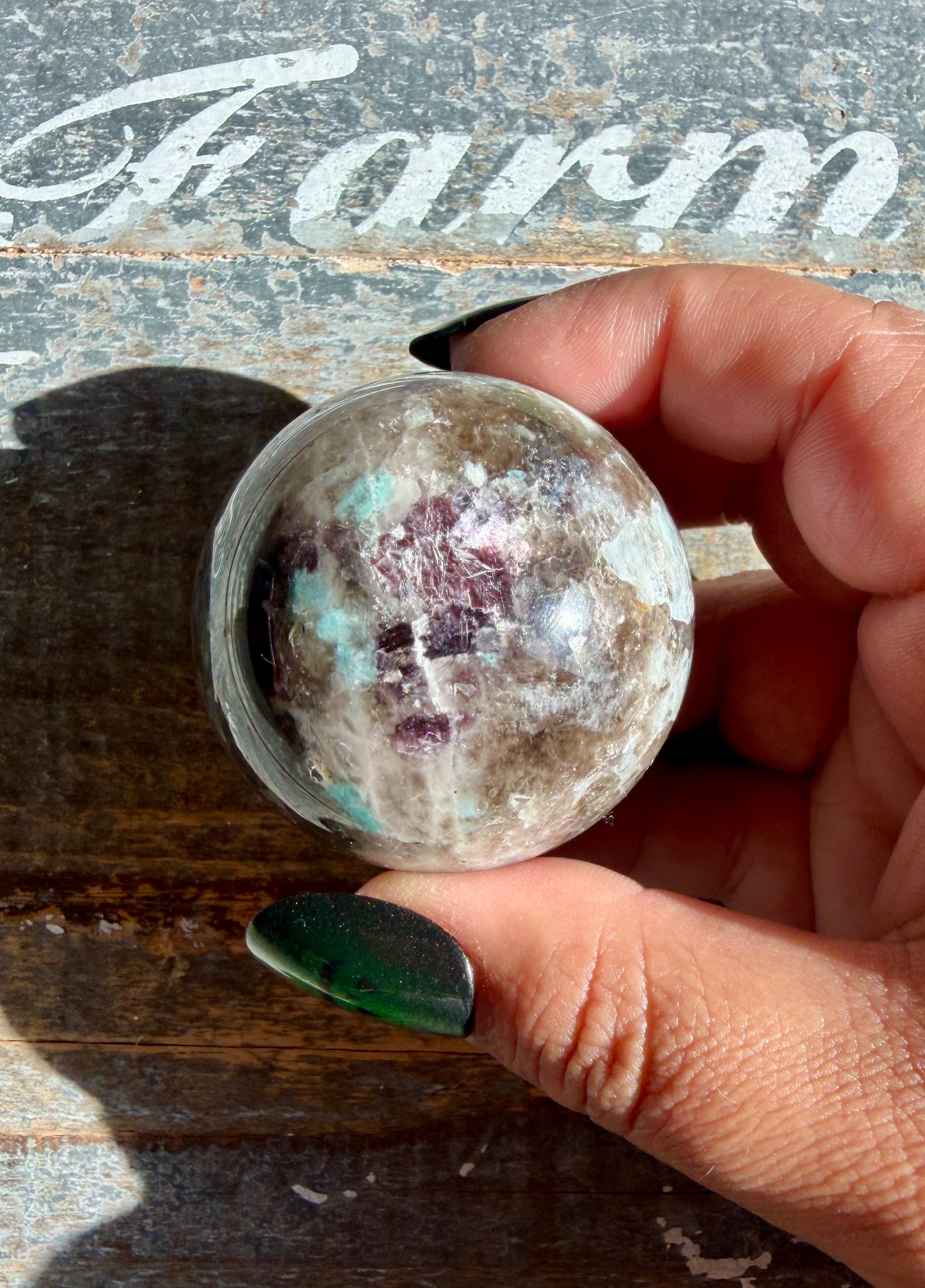 Gorgeous Amazonite with Smoky Quartz & Lepidolite Sphere | Opt E