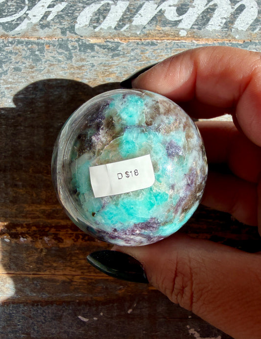Gorgeous Amazonite with Smoky Quartz & Lepidolite Sphere | Opt D