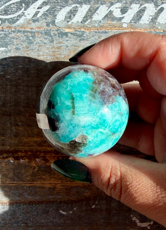 Gorgeous Amazonite with Smoky Quartz & Lepidolite Sphere | Opt B