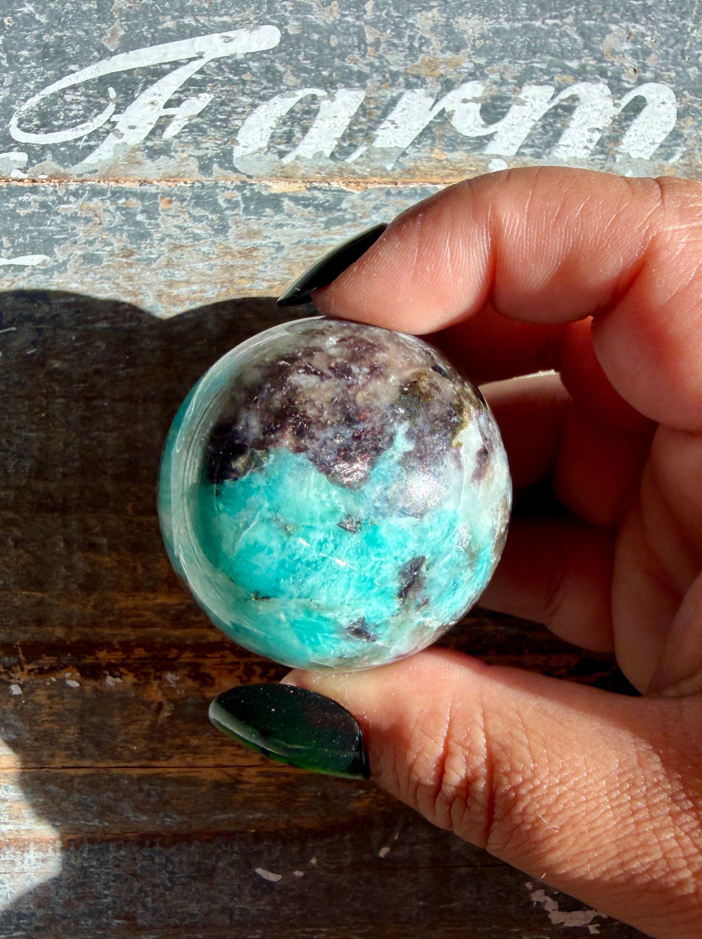 Gorgeous Amazonite with Smoky Quartz & Lepidolite Sphere | Opt B