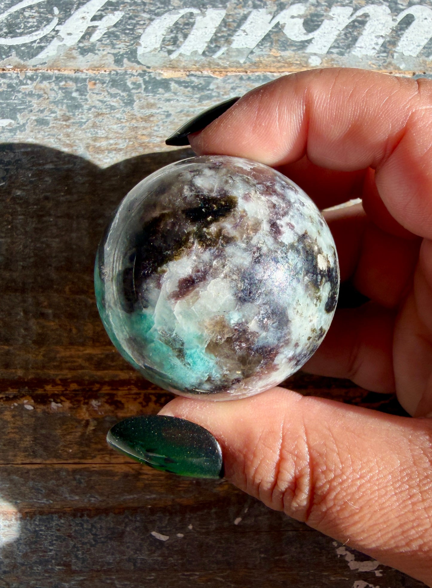 Gorgeous Amazonite with Smoky Quartz & Lepidolite Sphere | Opt B