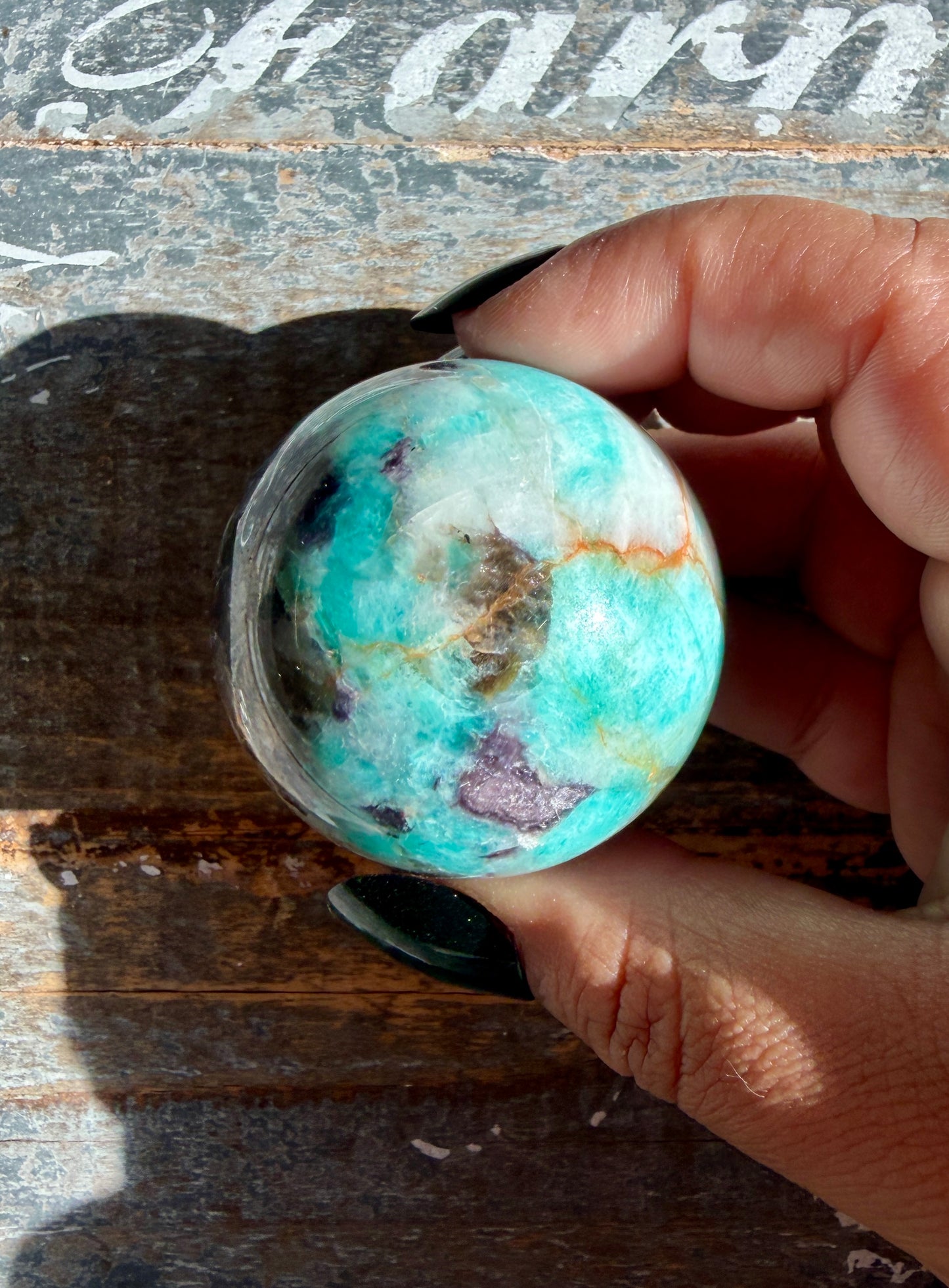 Gorgeous Amazonite with Smoky Quartz & Lepidolite Sphere | Opt C