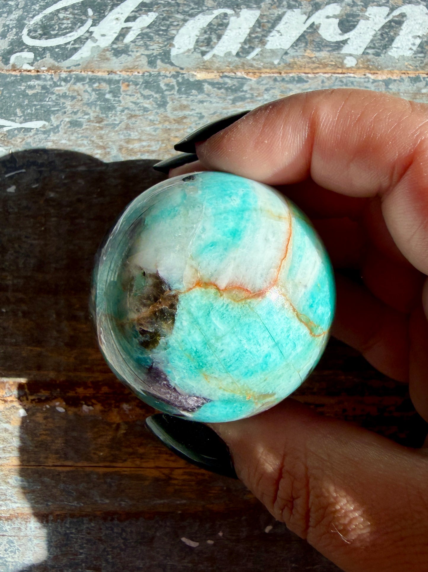 Gorgeous Amazonite with Smoky Quartz & Lepidolite Sphere | Opt C