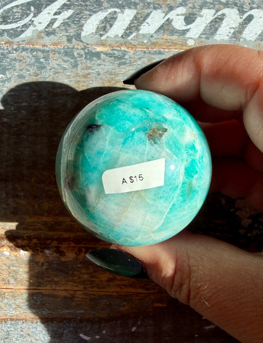 Gorgeous Amazonite with Smoky Quartz & Lepidolite Sphere | Opt A