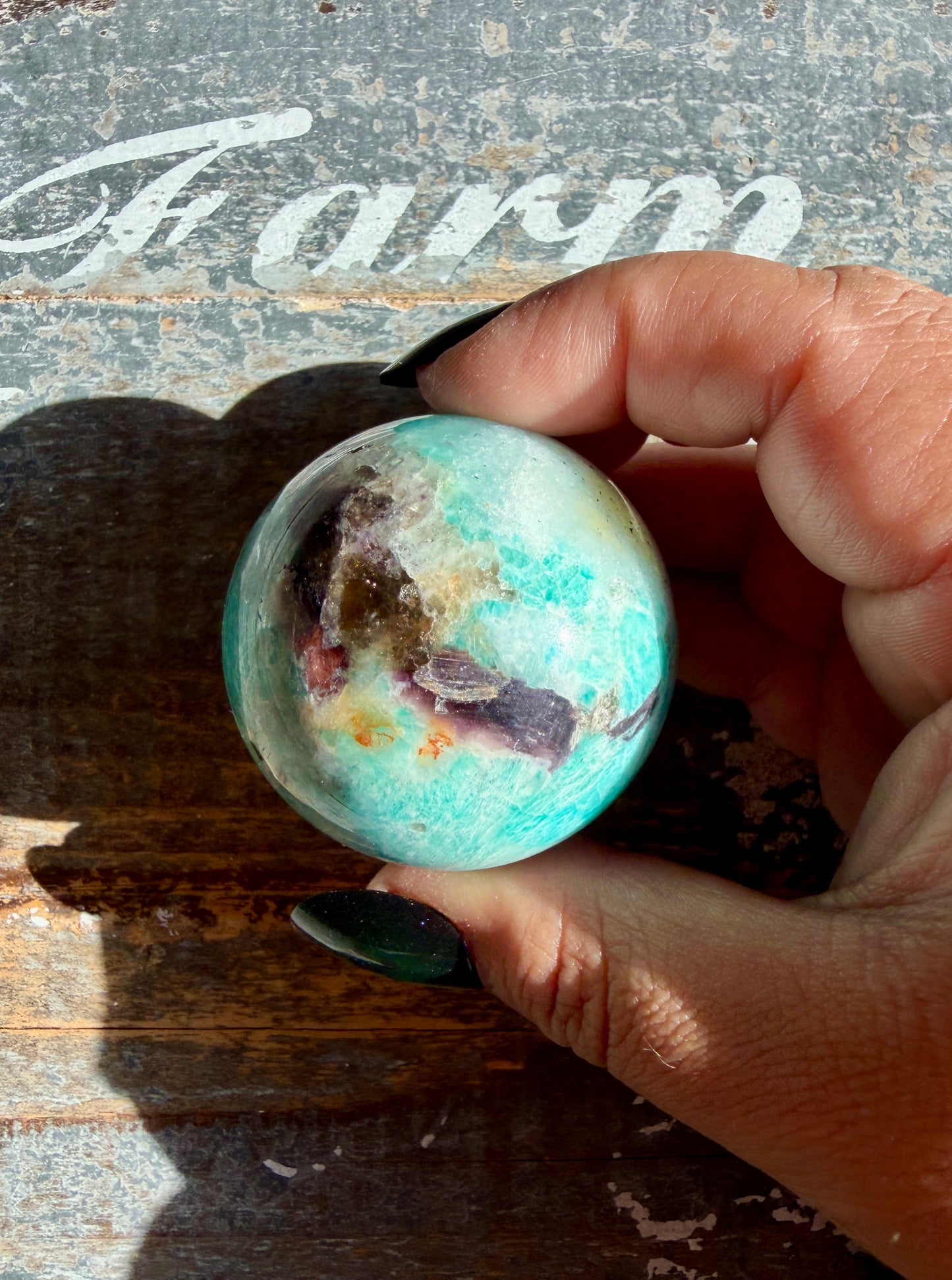Gorgeous Amazonite with Smoky Quartz & Lepidolite Sphere | Opt A