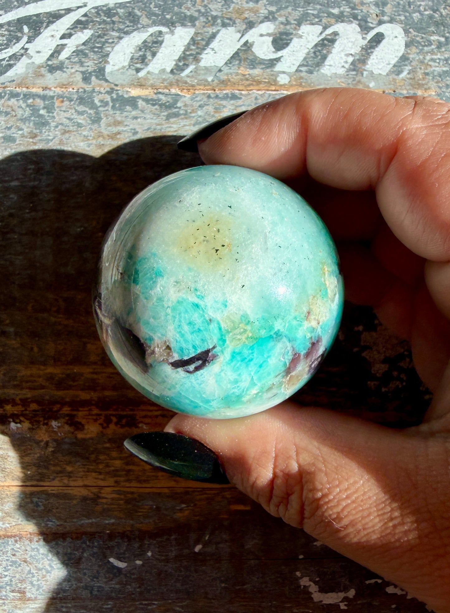 Gorgeous Amazonite with Smoky Quartz & Lepidolite Sphere | Opt A