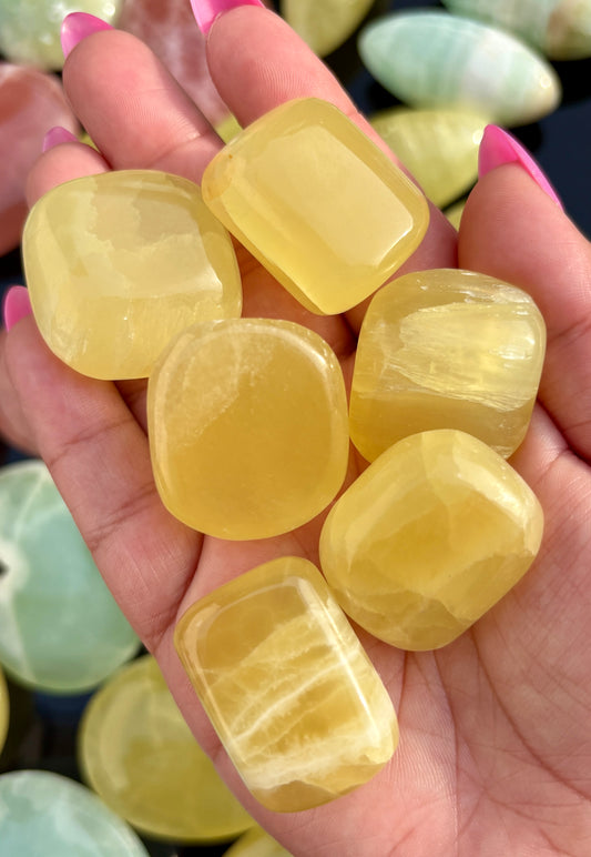 One (1) Yellow/Lemon Calcite Tumble from Pakistan | Intuitively Chosen