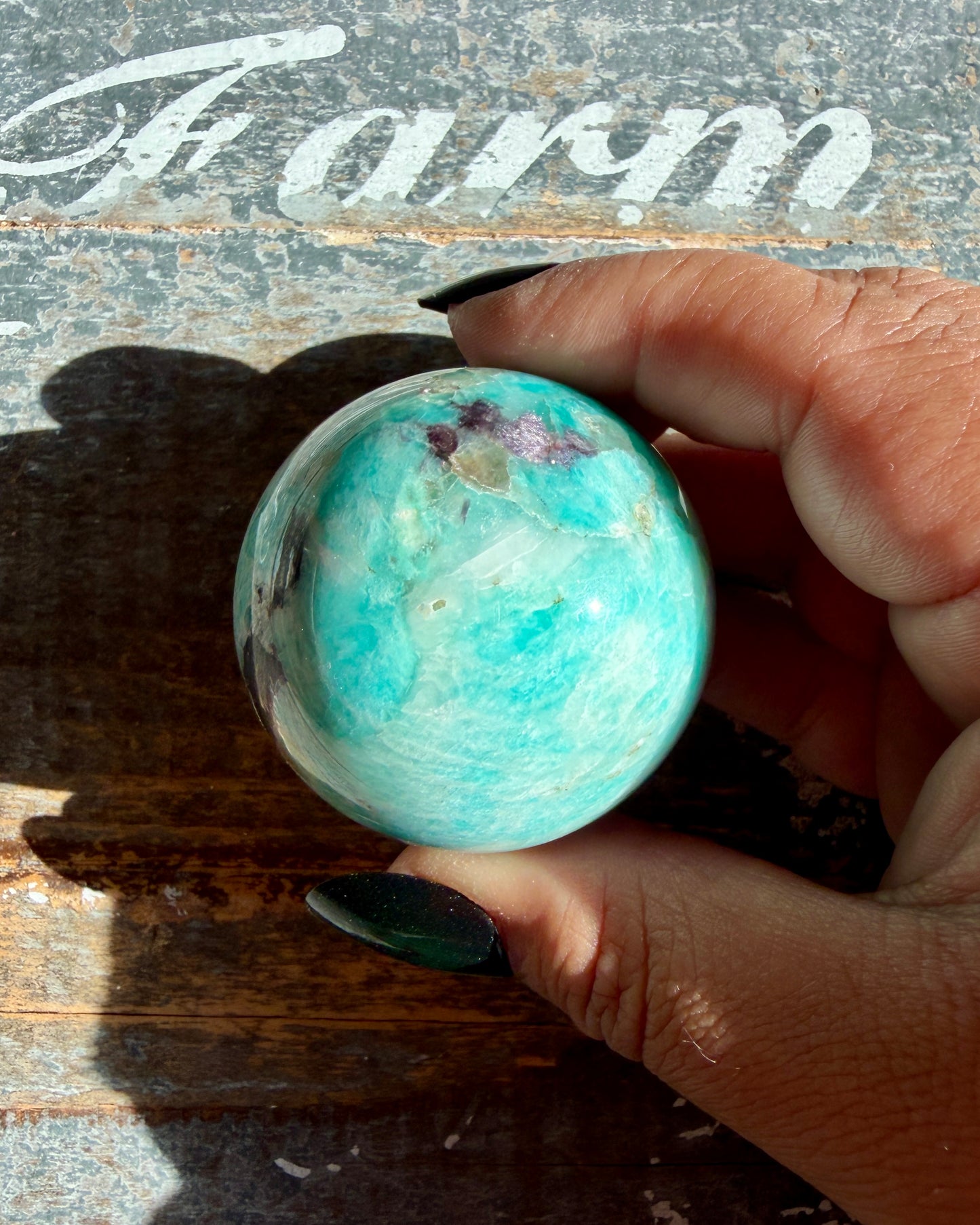 Gorgeous Amazonite with Smoky Quartz & Lepidolite Sphere | Opt A