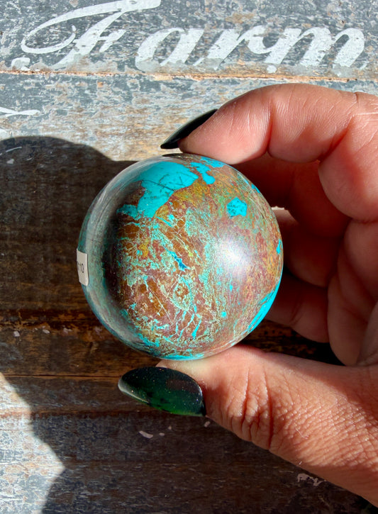Gorgeous Chrysocolla with Azurite & Malachite Sphere from Peru | Opt H