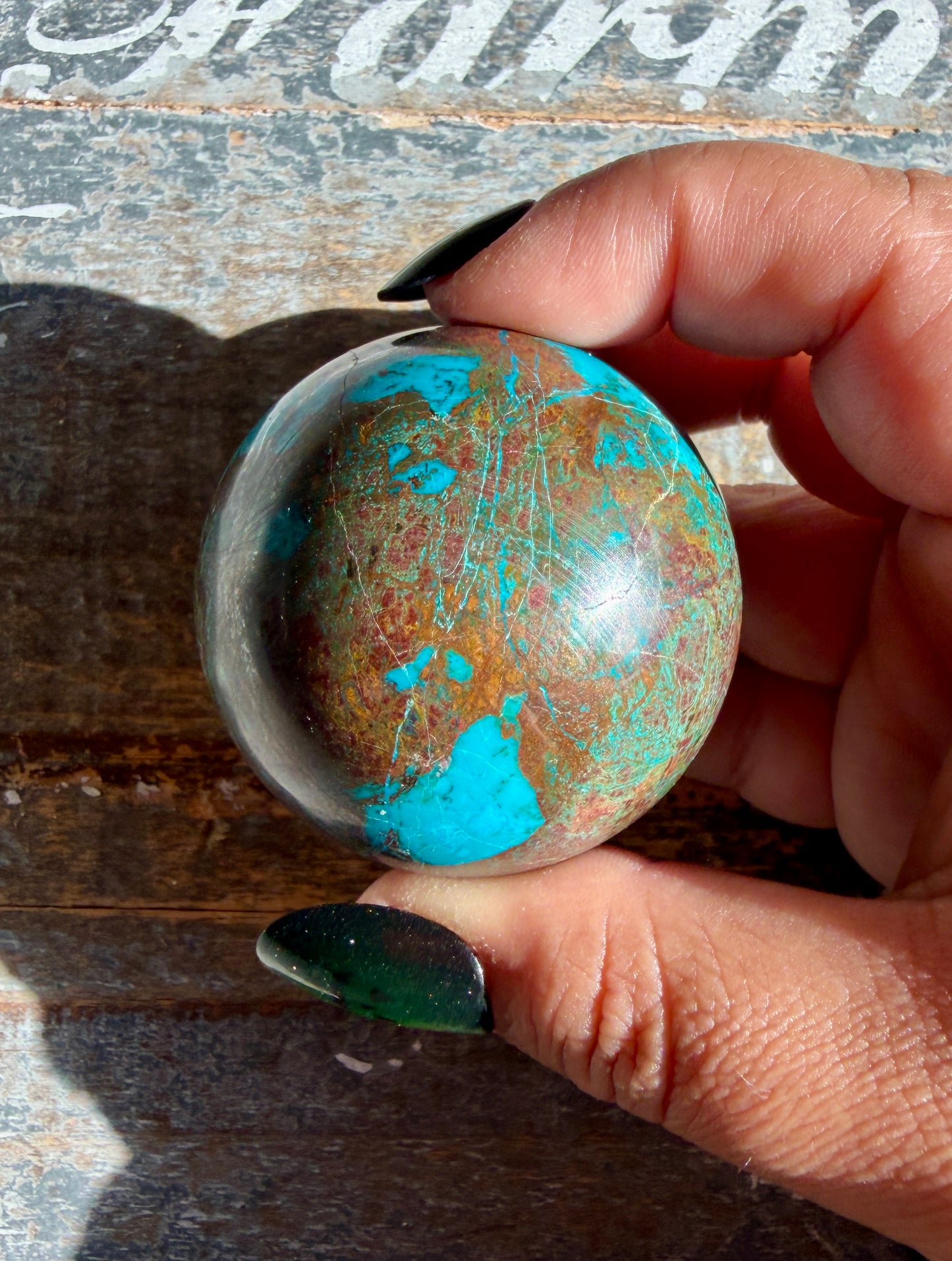 Gorgeous Chrysocolla with Azurite & Malachite Sphere from Peru | Opt H
