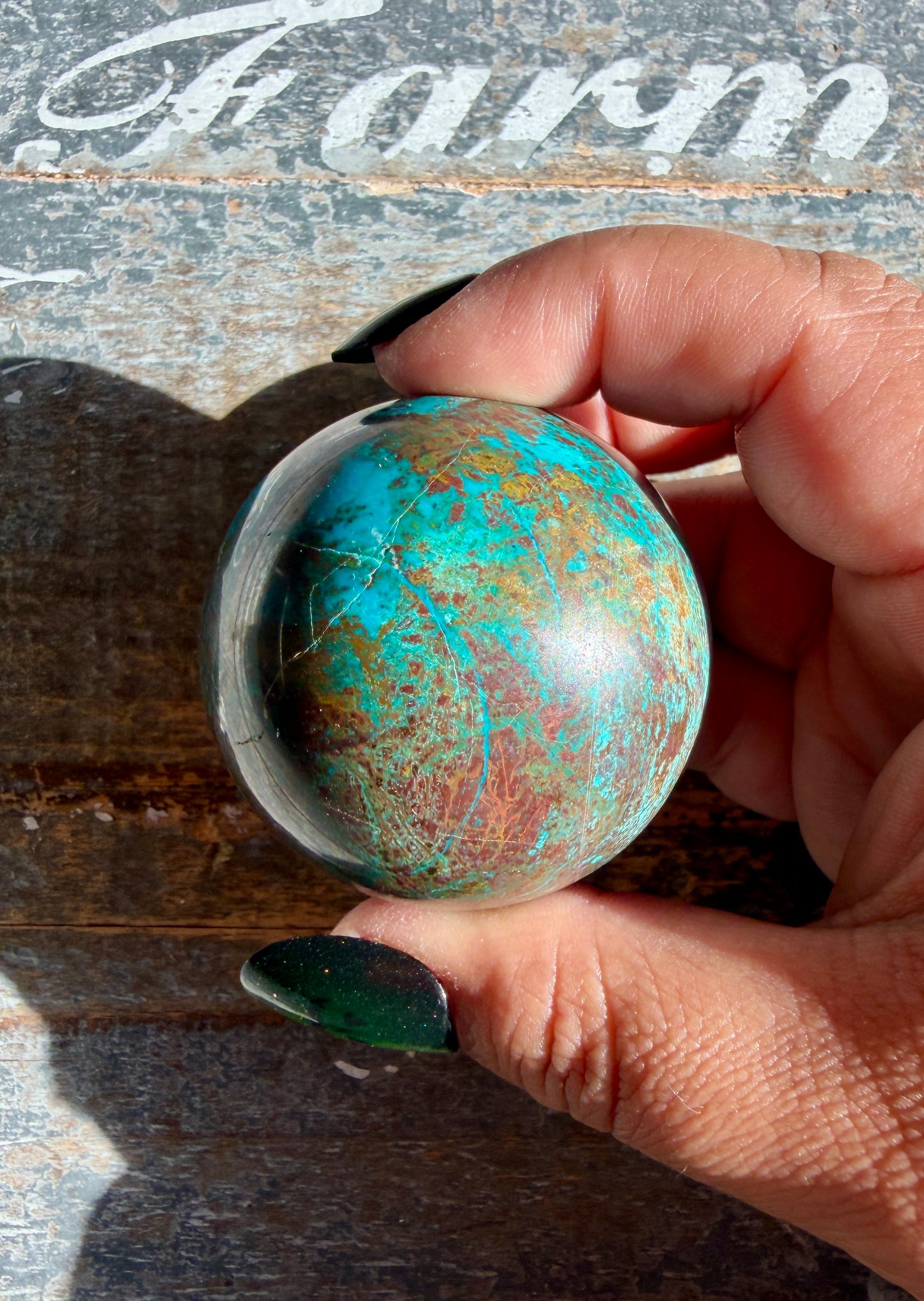 Gorgeous Chrysocolla with Azurite & Malachite Sphere from Peru | Opt H