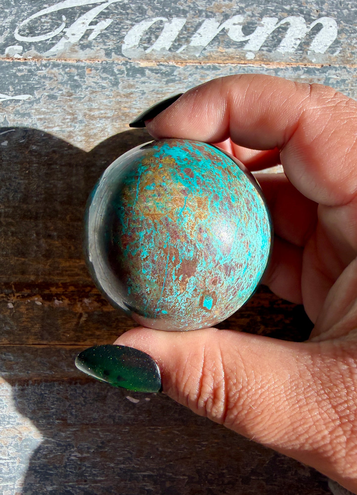 Gorgeous Chrysocolla with Azurite & Malachite Sphere from Peru | Opt H