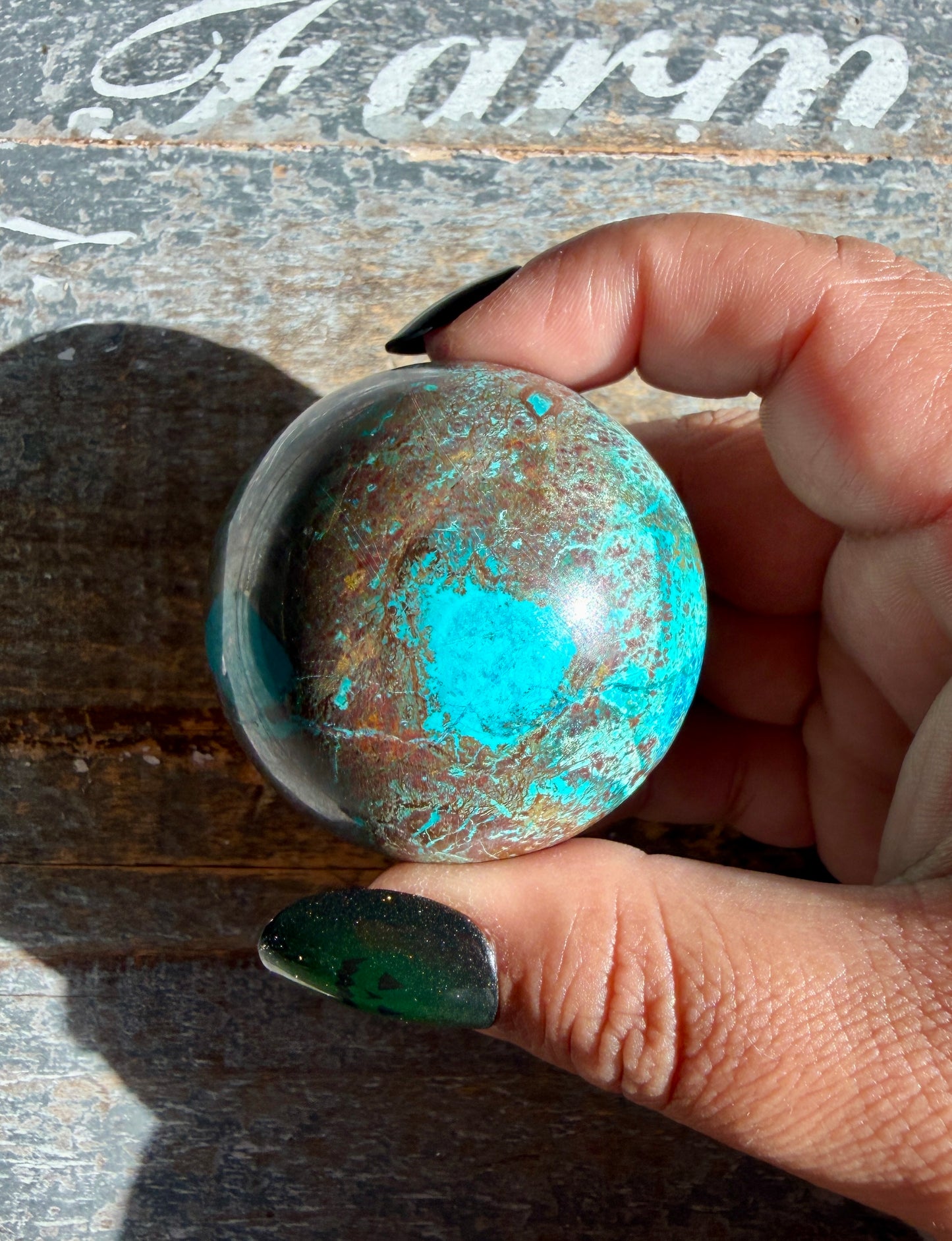 Gorgeous Chrysocolla with Azurite & Malachite Sphere from Peru | Opt H
