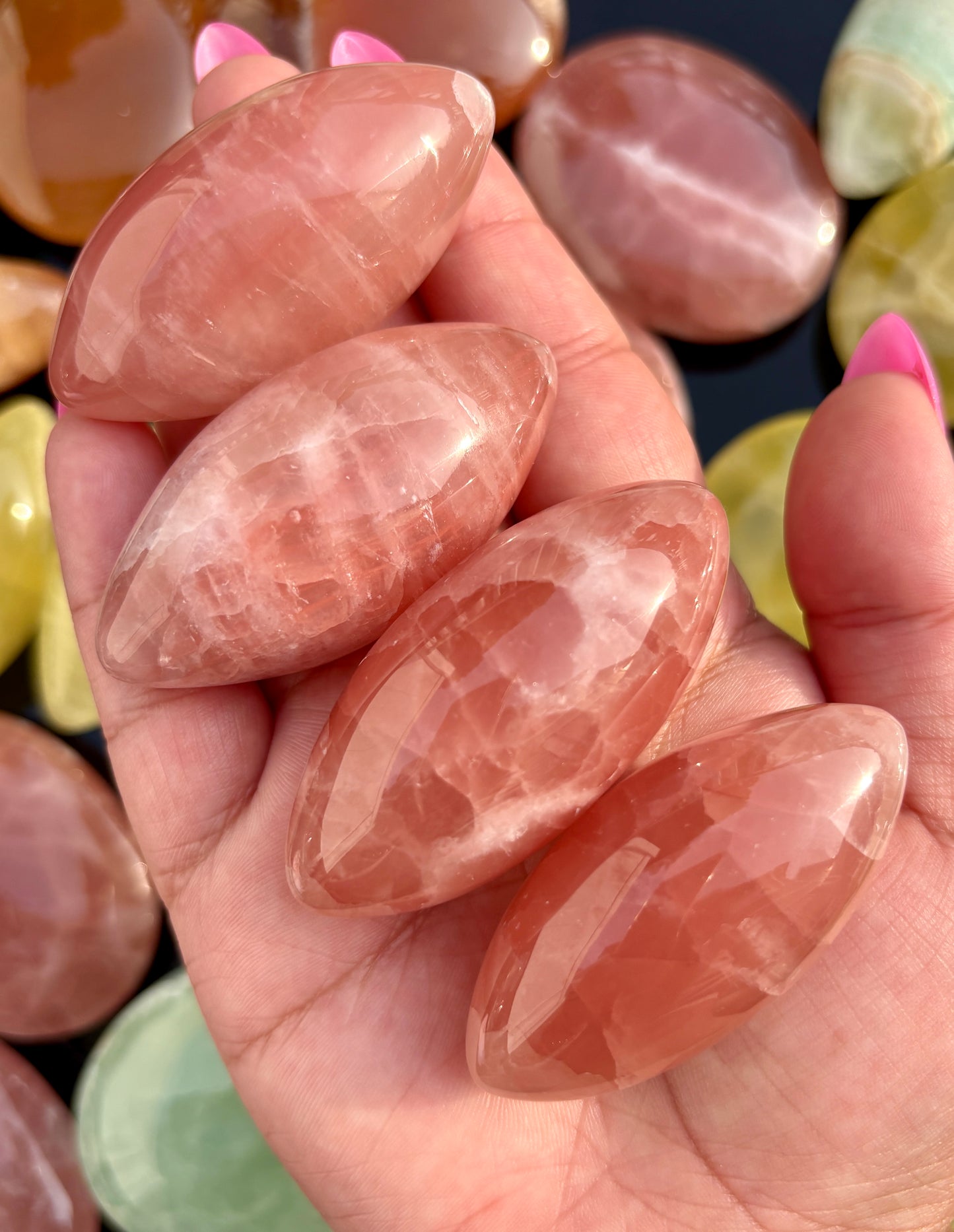 One (1) Rose Calcite Lingam/Goddess Egg from Pakistan | Intuitively Chosen
