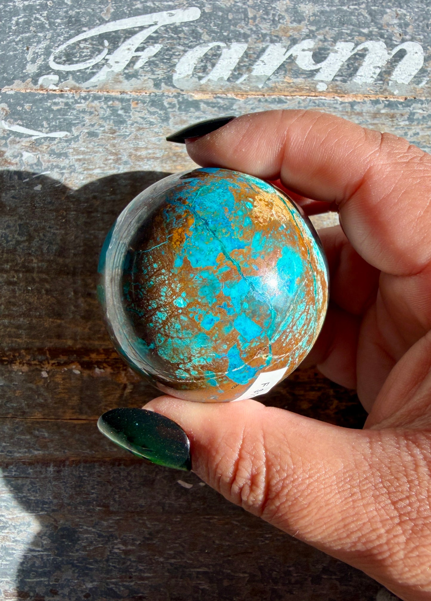 Gorgeous Chrysocolla with Azurite & Malachite Sphere from Peru | Opt F