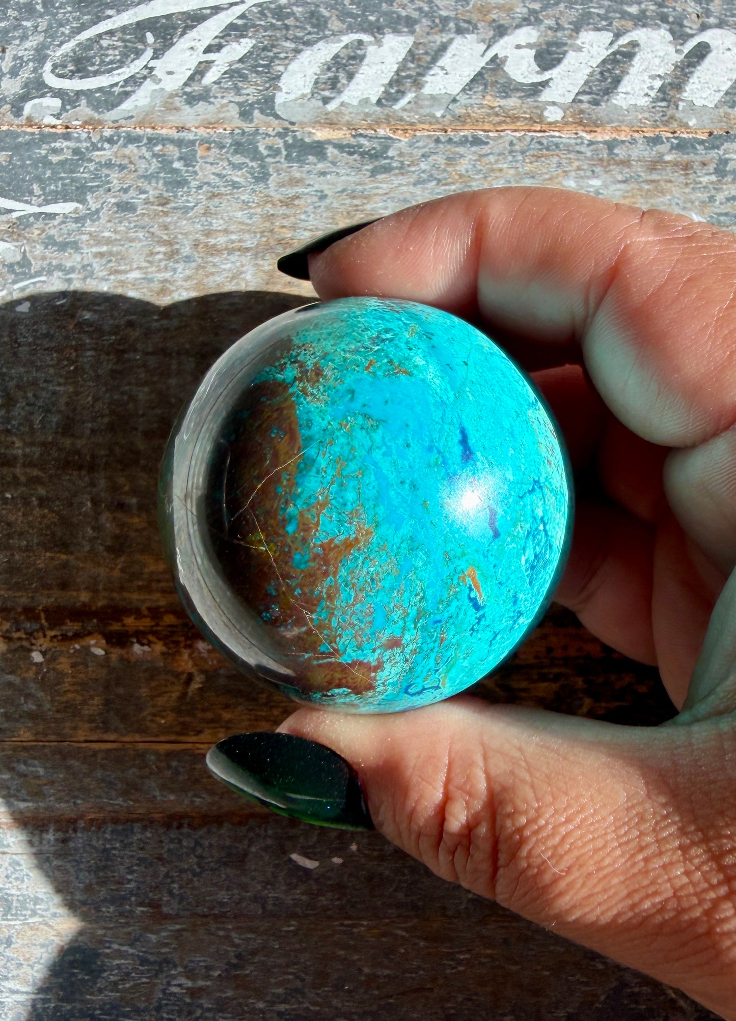 Gorgeous Chrysocolla with Azurite & Malachite Sphere from Peru | Opt I