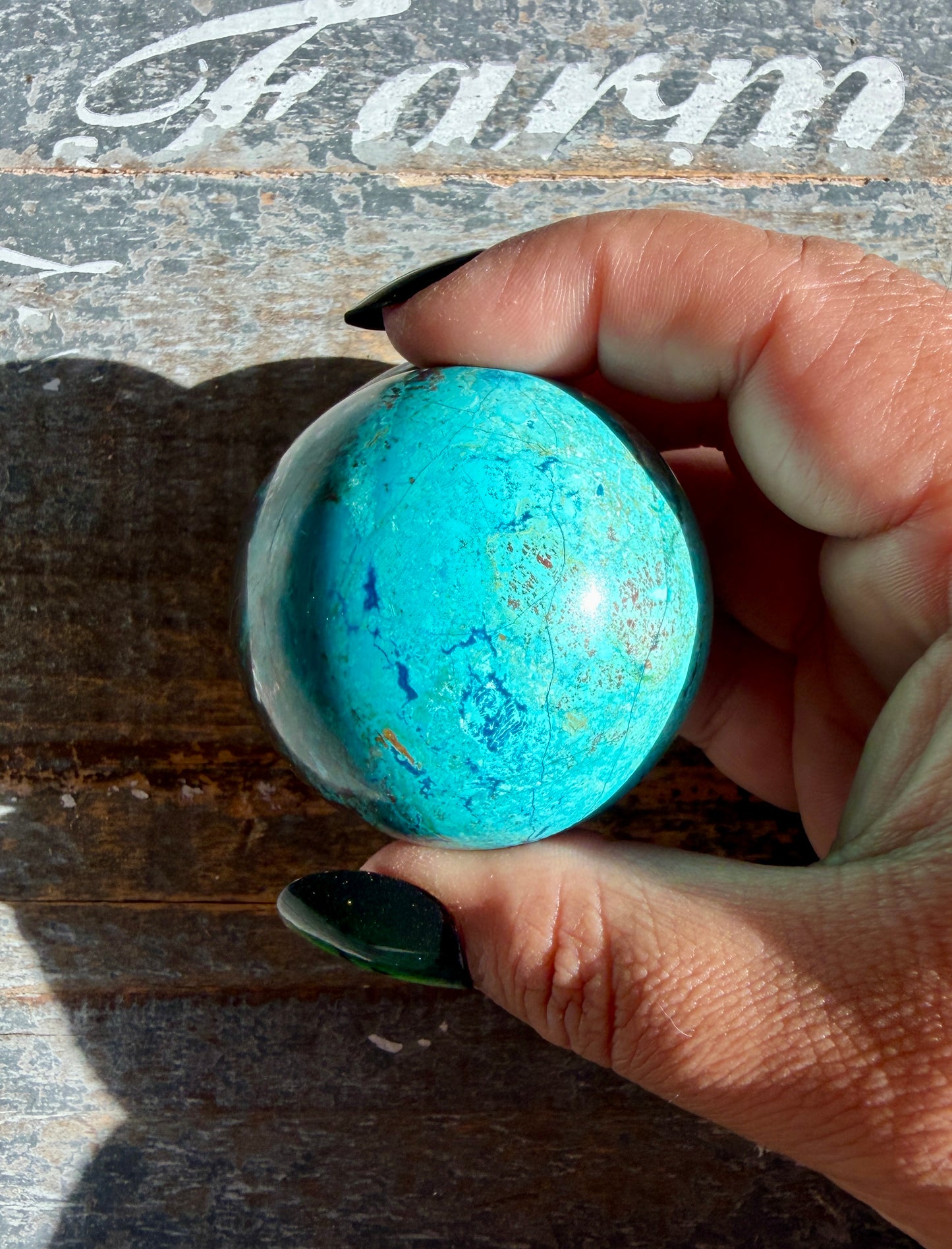 Gorgeous Chrysocolla with Azurite & Malachite Sphere from Peru | Opt I
