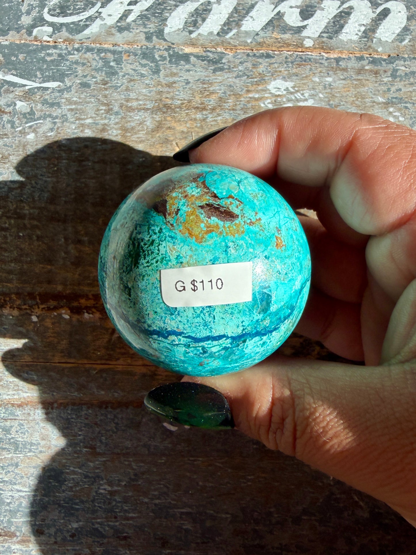 Gorgeous Chrysocolla with Azurite & Malachite Sphere from Peru | Opt G