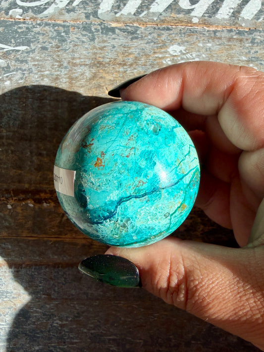 Gorgeous Chrysocolla with Azurite & Malachite Sphere from Peru | Opt G
