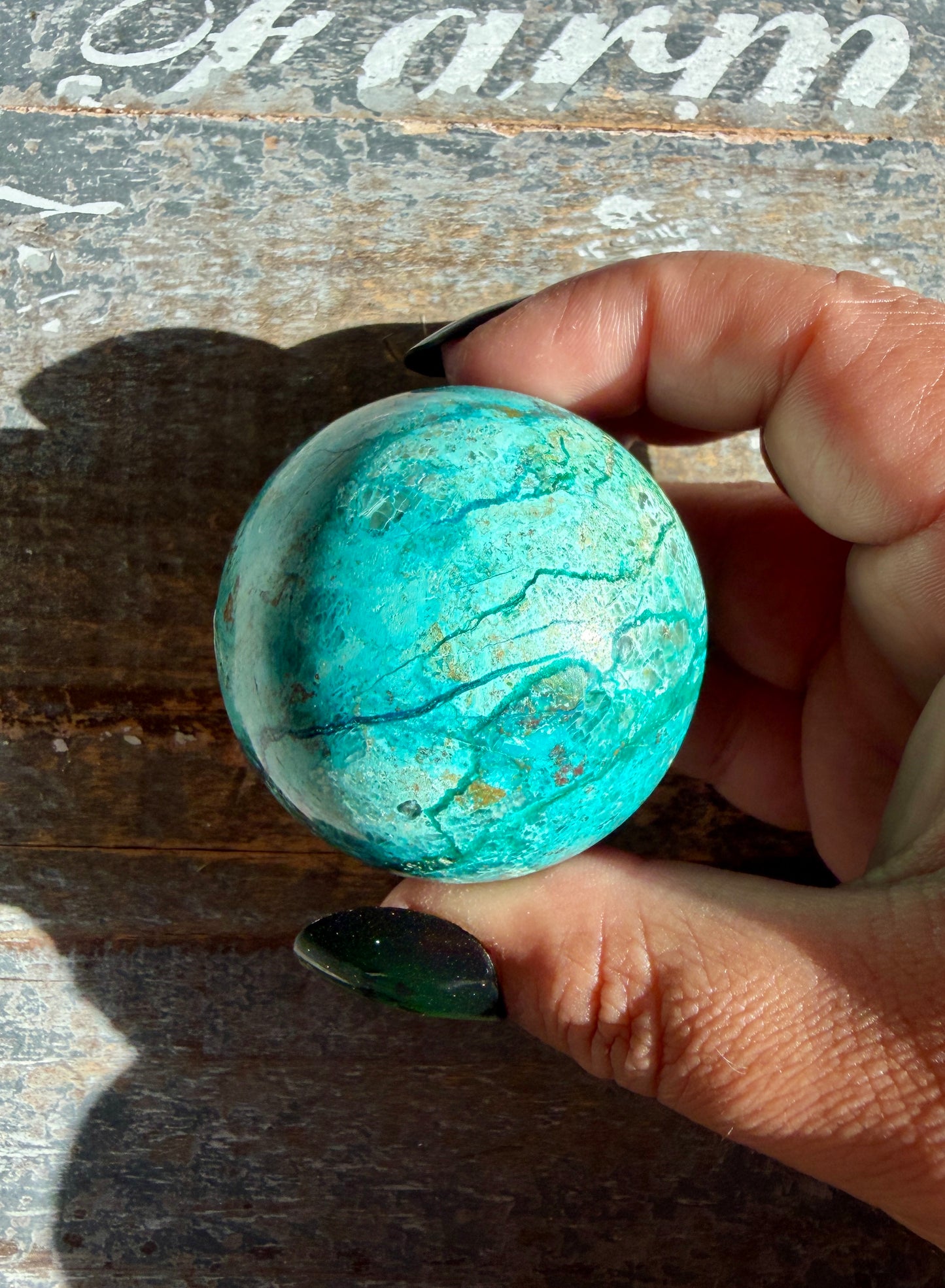Gorgeous Chrysocolla with Azurite & Malachite Sphere from Peru | Opt G