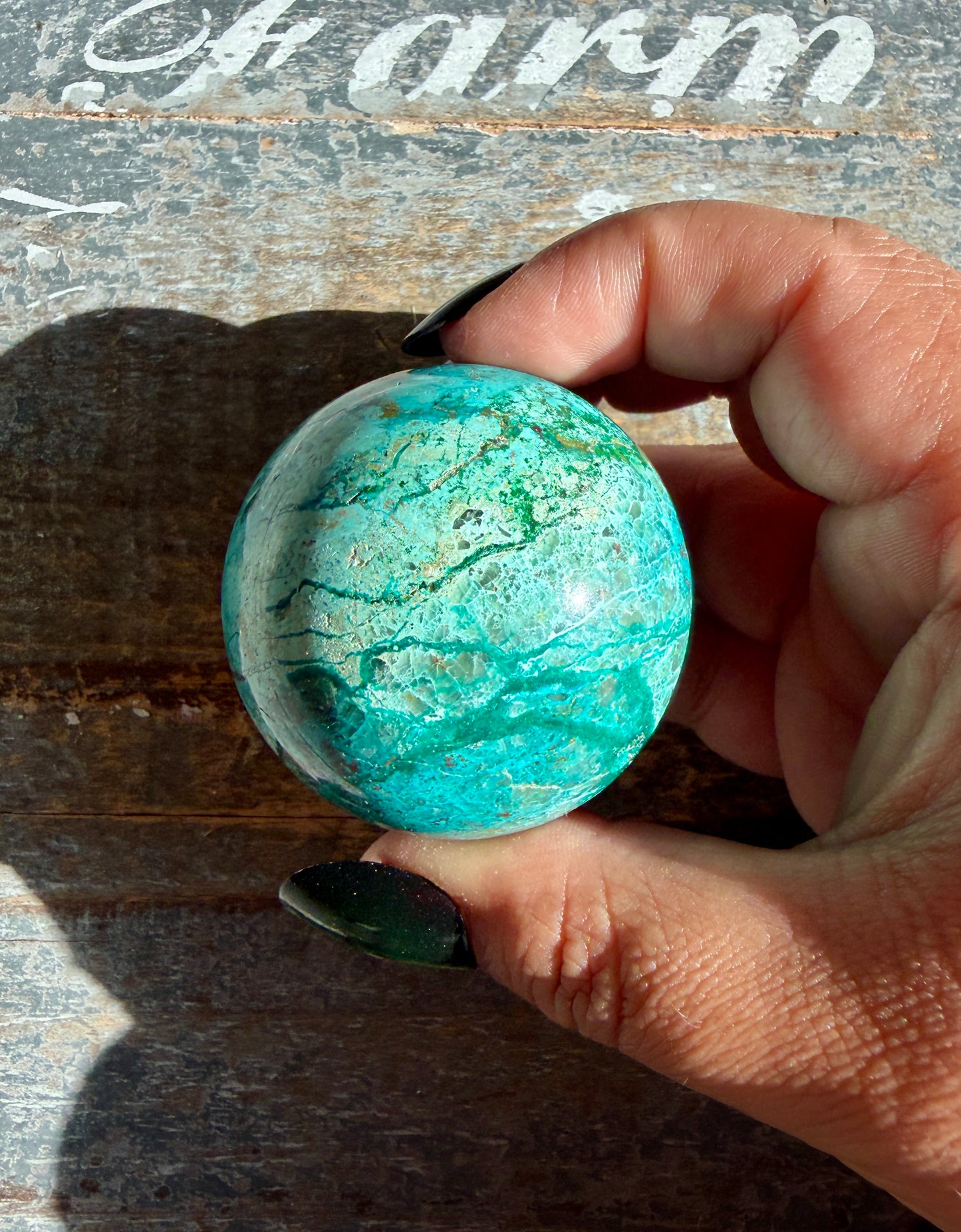 Gorgeous Chrysocolla with Azurite & Malachite Sphere from Peru | Opt G