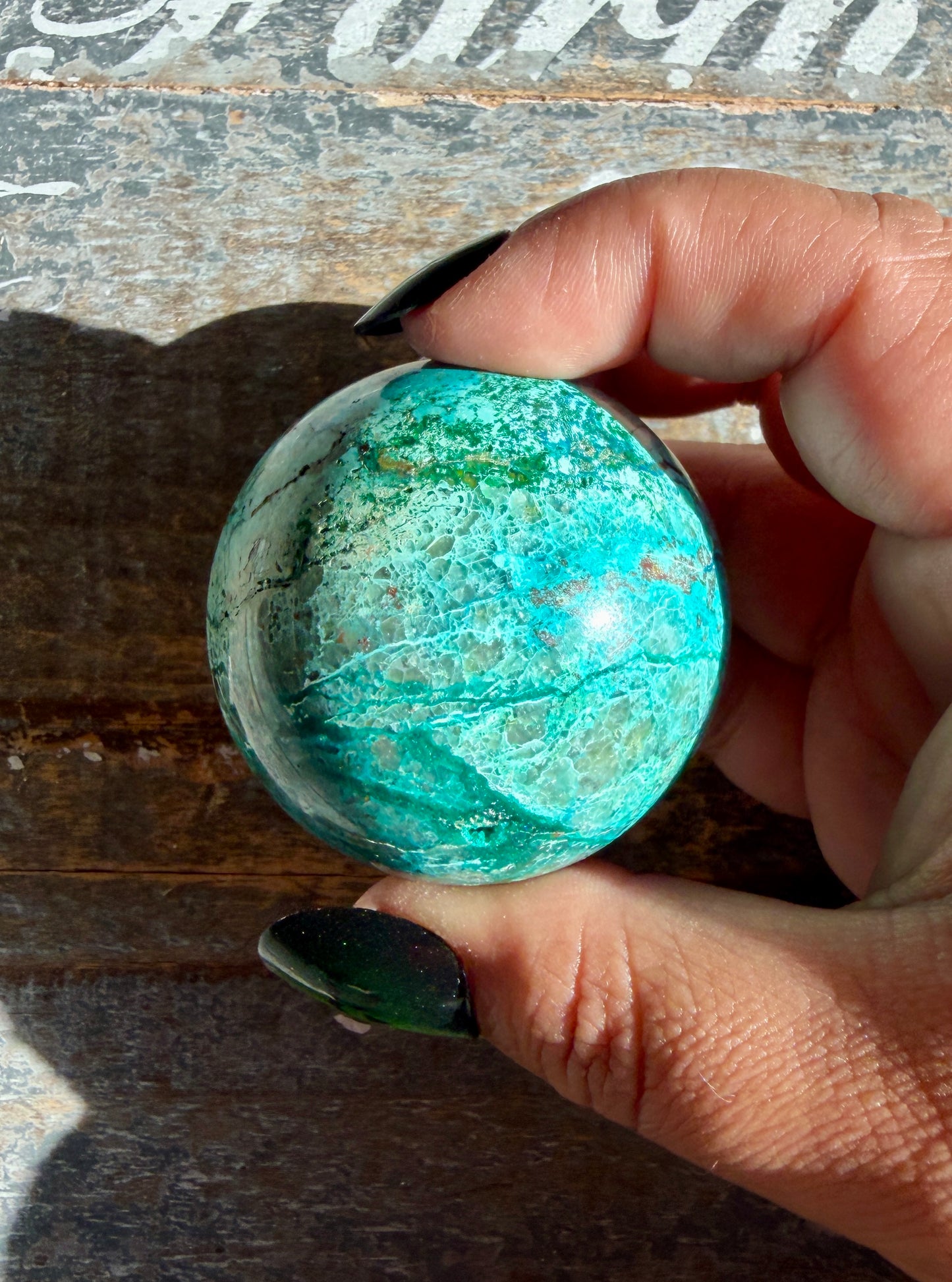 Gorgeous Chrysocolla with Azurite & Malachite Sphere from Peru | Opt G