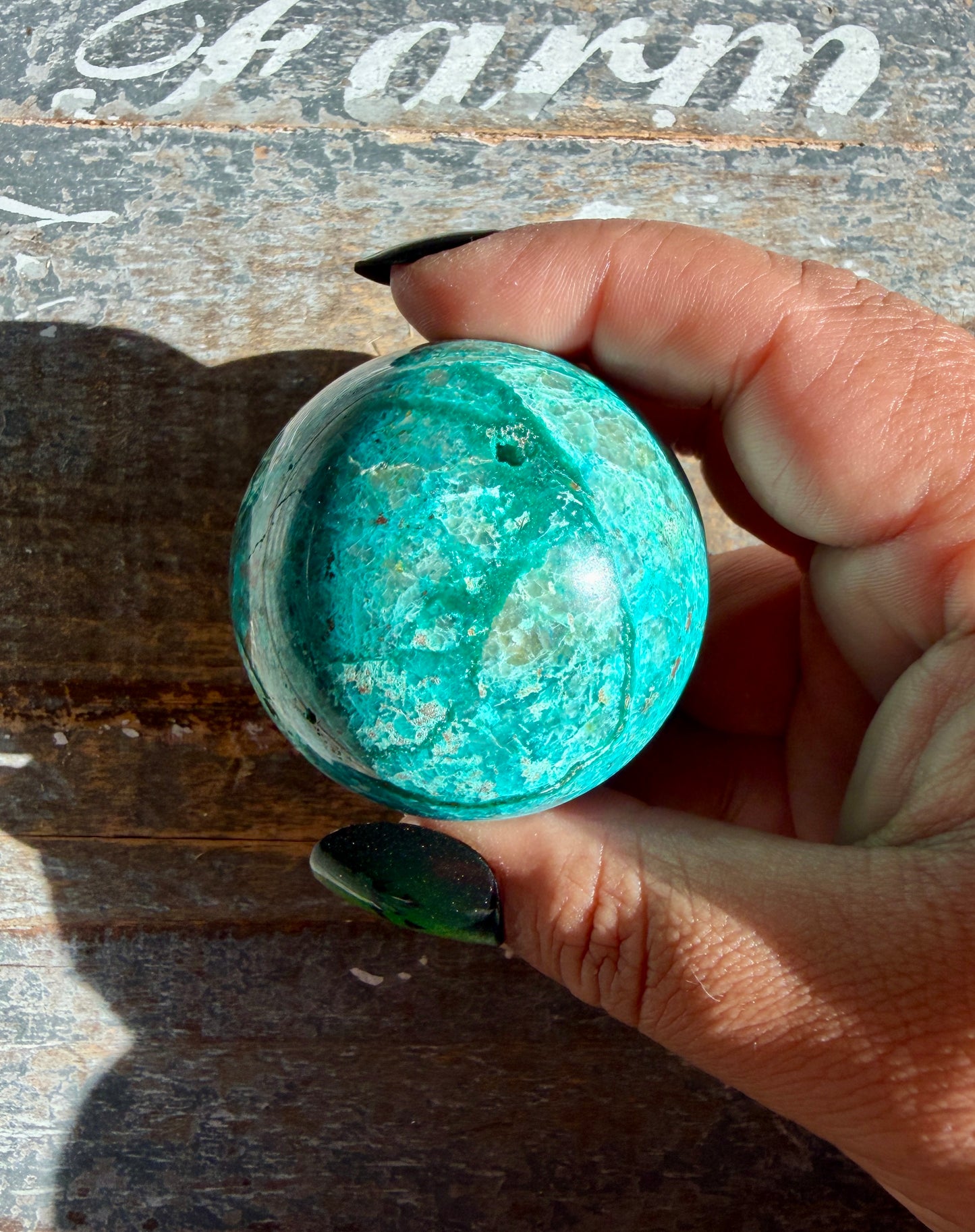 Gorgeous Chrysocolla with Azurite & Malachite Sphere from Peru | Opt G