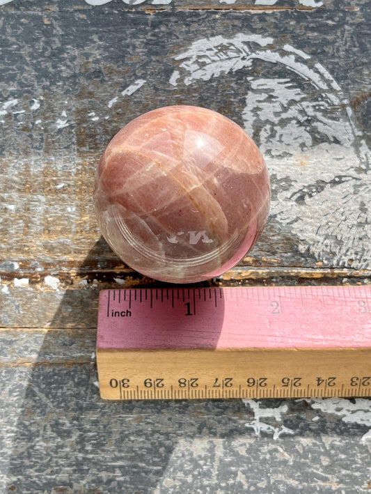 Gorgeous High Grade Peach Moonstone Sphere with Blue Flash from India