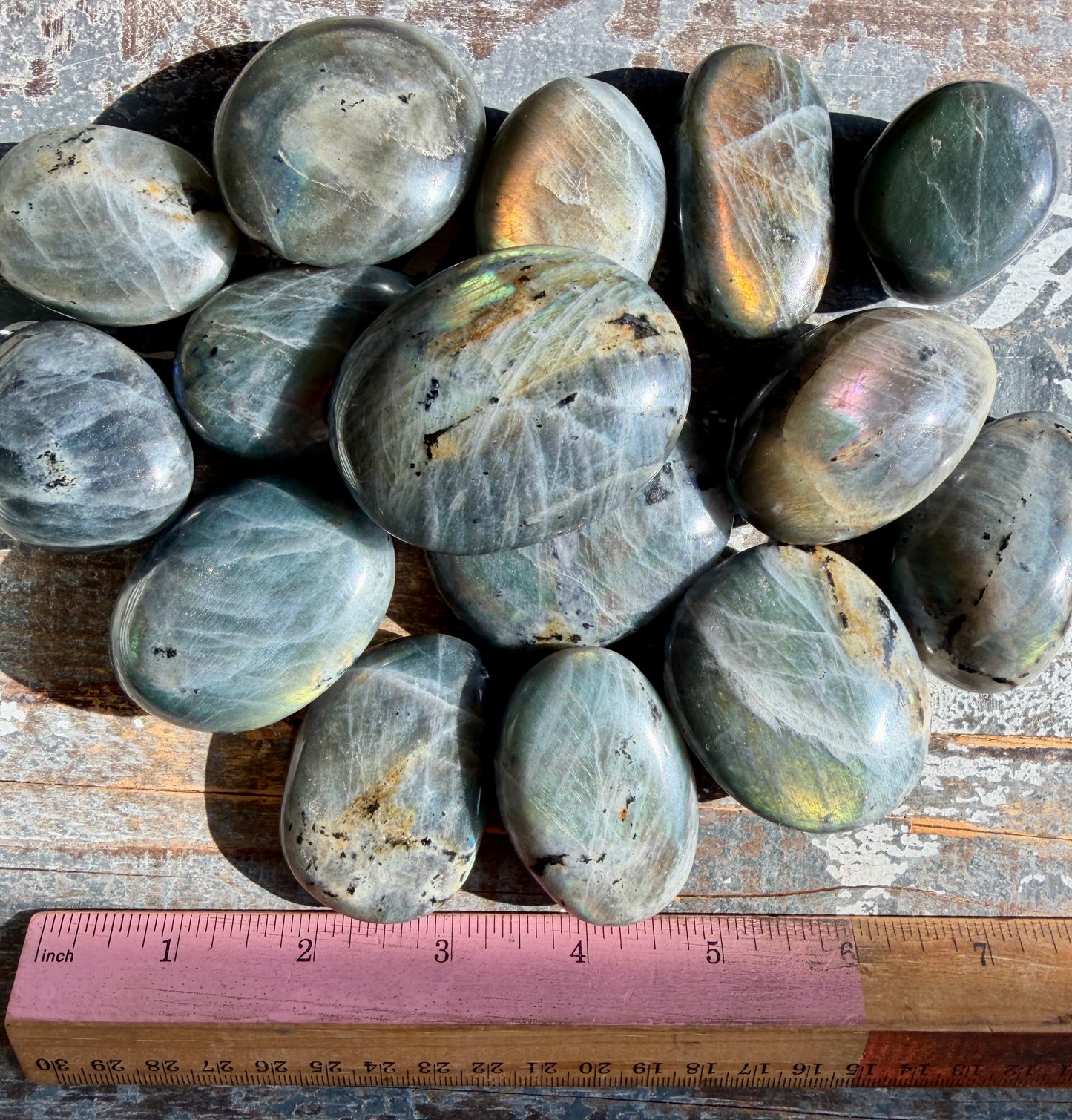 One (1) Colorful Flash Labradorite Palm Stone | Intuitively Chosen