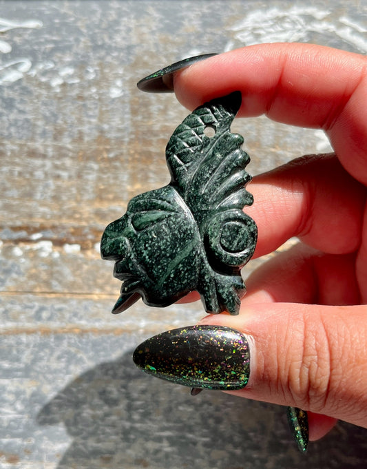 Gorgeous Guatemalan Jade Hand Carved Mayan Face Pendant *Tucson Gem Show Exclusive*