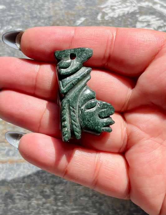 Gorgeous Guatemalan Jade Hand Carved Mayan Face Pendant *Tucson Gem Show Exclusive*