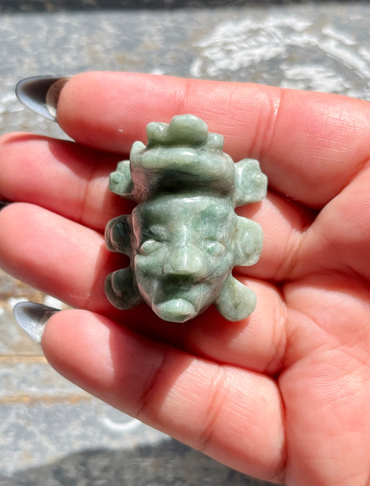 Gorgeous Guatemalan Jade Hand Carved Mayan Face *Tucson Gem Show Exclusive*