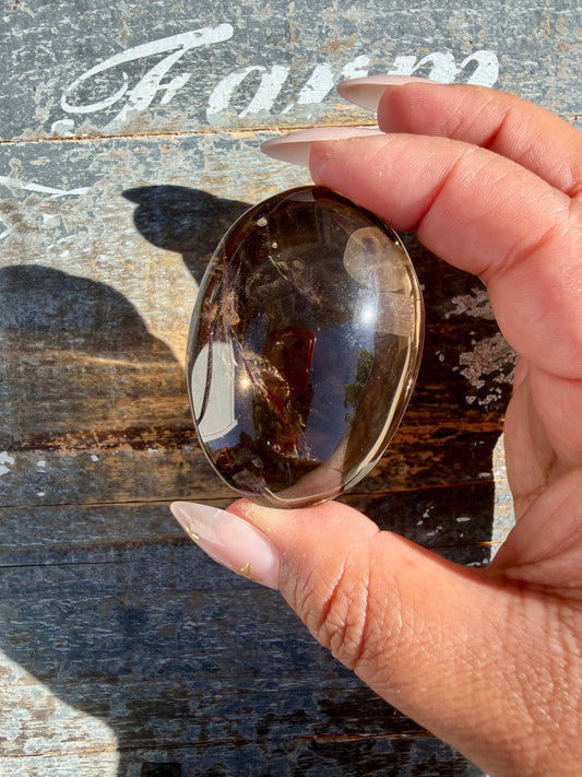Gorgeous Smokey Quartz Palm Stone from Brazil | Opt N