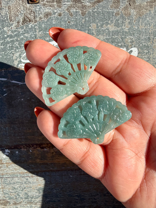 Blue Water Jade Fan (can be used as a pendent) | Intuitively Chosen