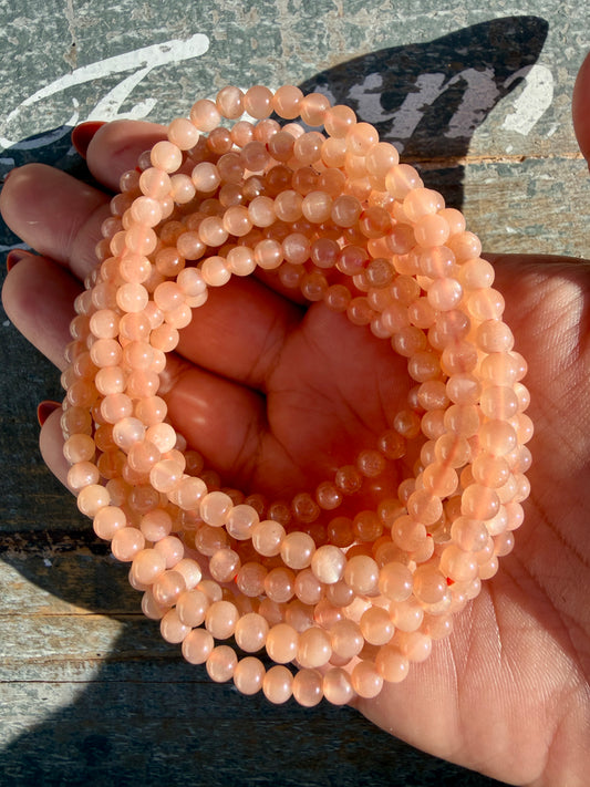 One (1) Rose Gold Moonstone Bracelet | 4mm | Wrist Size: 6.75-7"