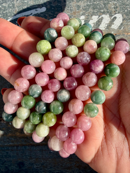 One (1) Watermelon Tourmaline | 7-8mm | Wrist Size: 6.25-6.5"