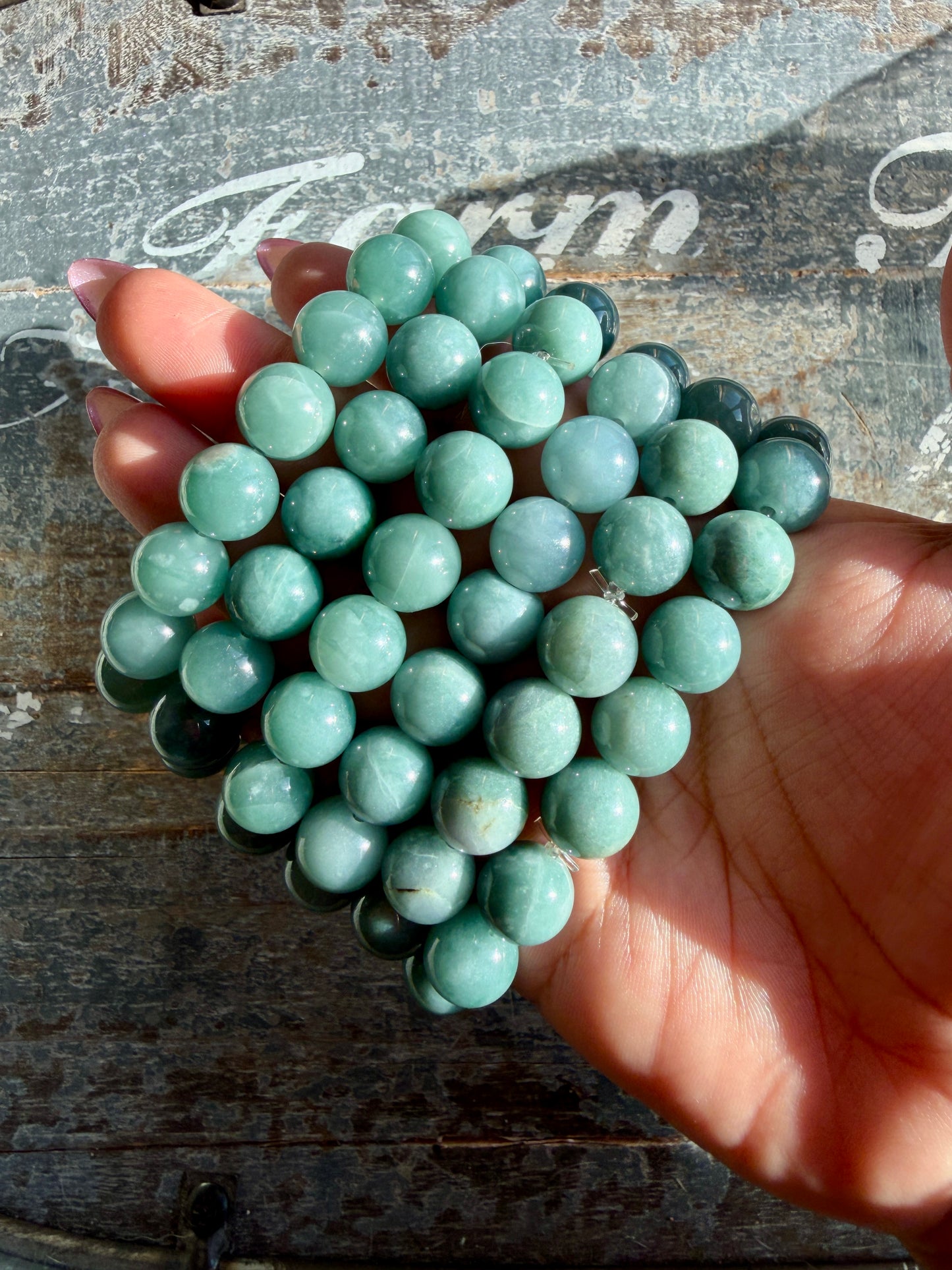 One (1) Blue Water Jade Bracelet | Wrist Size 6.25" | 10MM BEAD