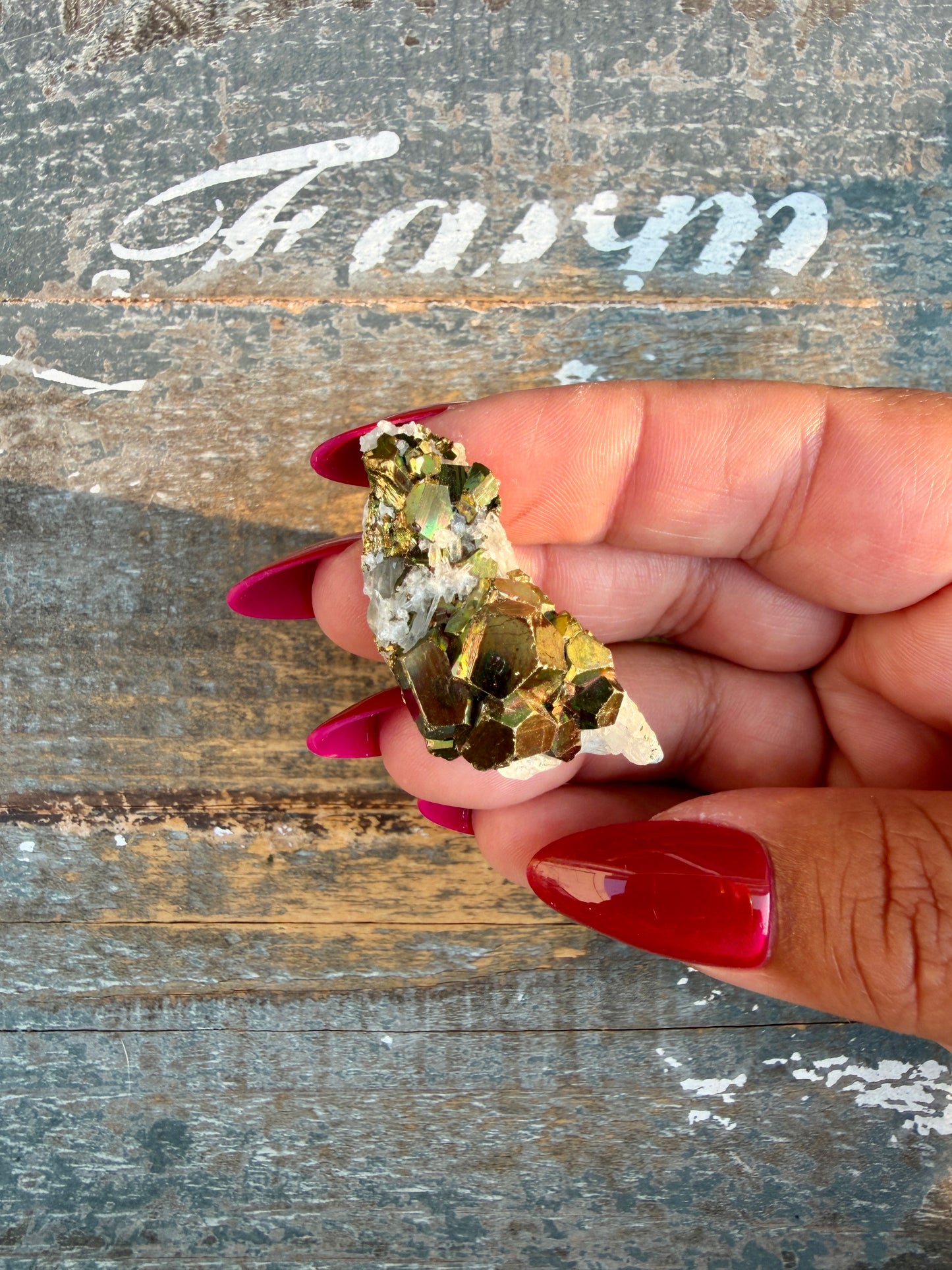 Gorgeous Cubic Pyrite with Natural Rainbow Iridescence from Indonesia | Opt 47