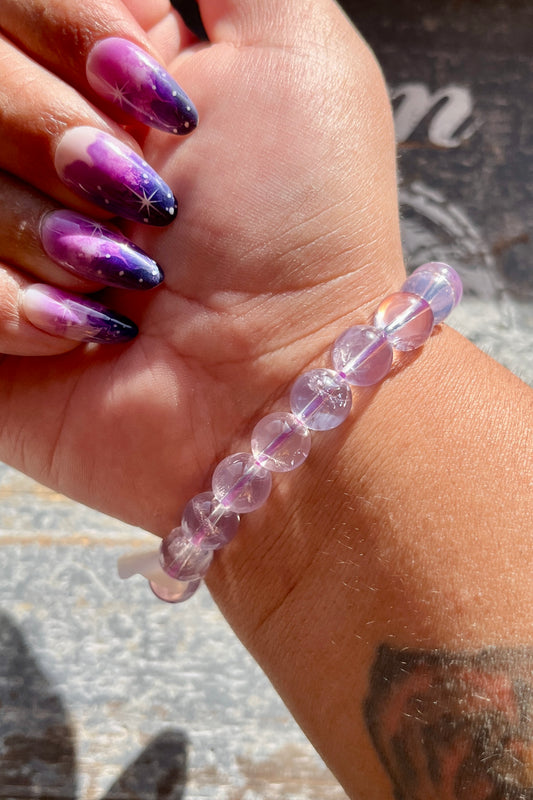 Gorgeous High Quality Collectors Lavender Moon Quartz Bracelet Sourced in Brazil Opt C